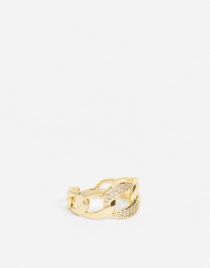 Ashiana Crystal Chain Ring In Gold