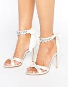Dune Bridal Morgan Embellished Tie Sandals - White