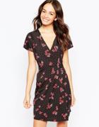 Yumi Dress In Spot And Floral Print - Black