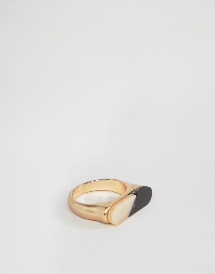 Designb Geometric Bar Ring In Gold - Gold