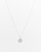 Asos Design Necklace With Coin Style Pendant In Silver Tone
