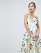 Chi Chi London Overscaled Floral Print Midi Prom Dress - Multi