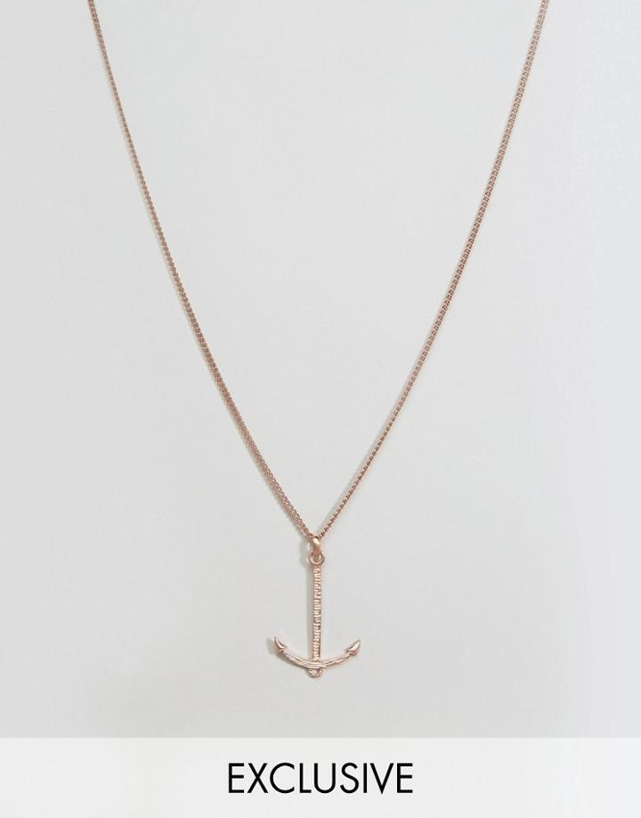 Simon Carter Anchor Pendant Necklace In Rose Gold - Gold