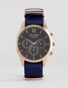 Reclaimed Vintage Chronograph Canvas Watch In Navy - Navy