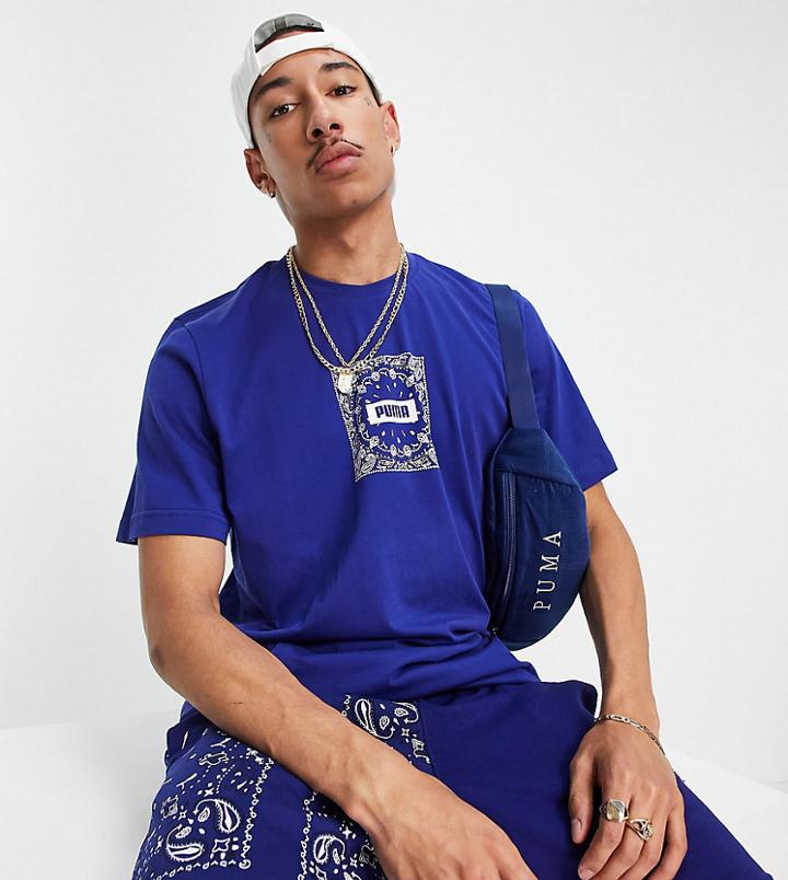 Puma Off Beat Paisley T-shirt In Blue-blues