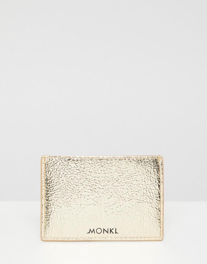 Monki Faux Leather Metallic Card Holder - Gold