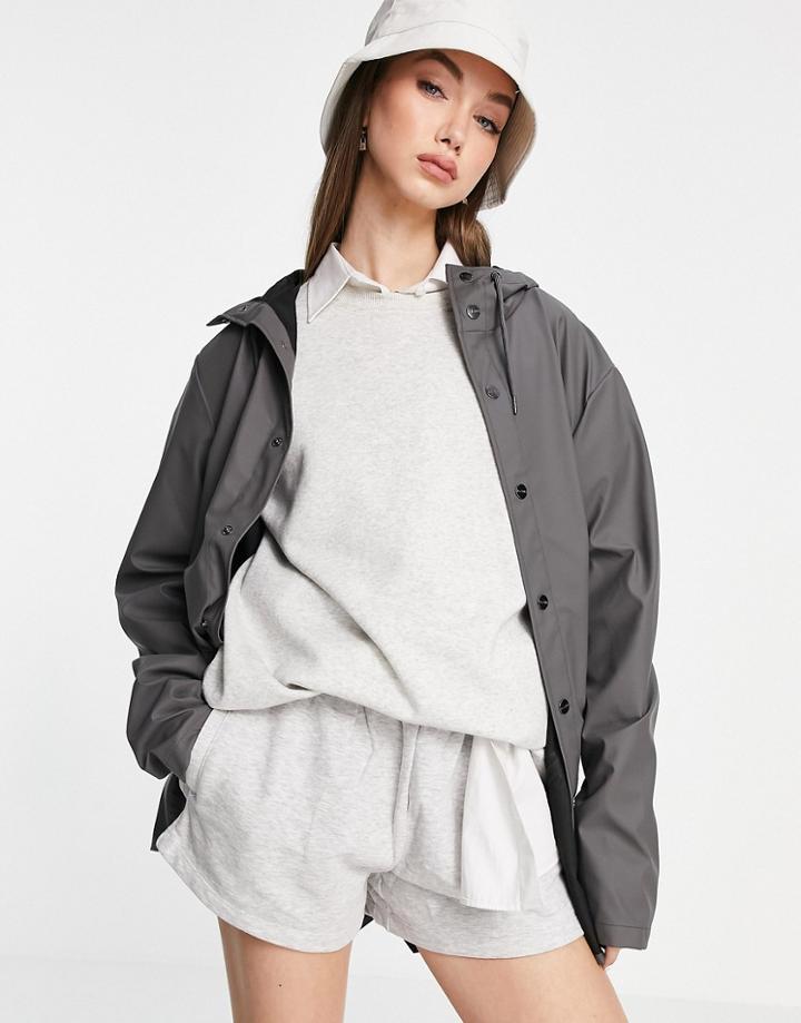 Rains Short Waterproof Jacket In Charcoal-black