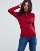 Pieces Desla High Neck Knit Sweater - Red