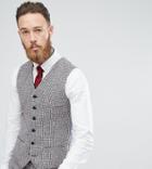 Heart & Dagger Harris Tweed Slim Vest In Dogstooth - Gray