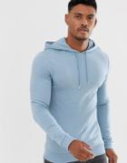 Asos Design Muscle Hoodie In Blue - Blue