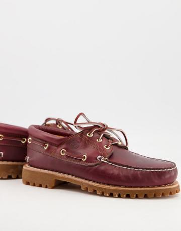 Timberland Authentics 3 Eye Classic Lug Shoes In Burgundy-red