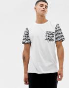 Another Influence Contrast Sleeve T-shirt-white