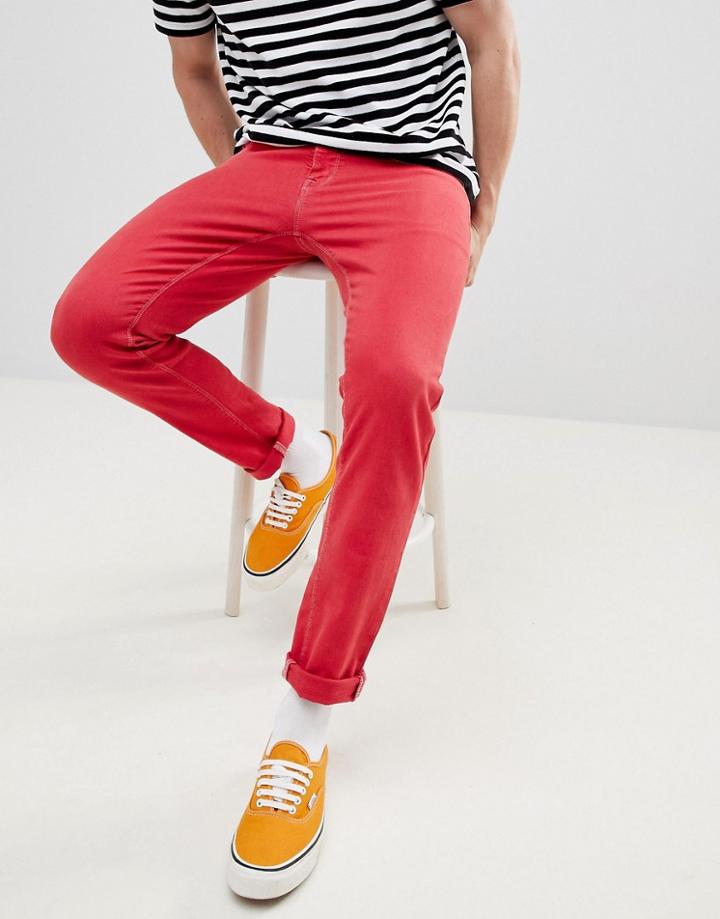Asos Design Slim Jeans In Red - Red