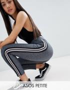 Asos Design Petite Leggings In Metallic Glitter With Side Stripe Tape - Blue