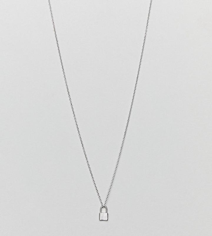 Designb London Sterling Silver Padlock Pendant Necklace - Silver