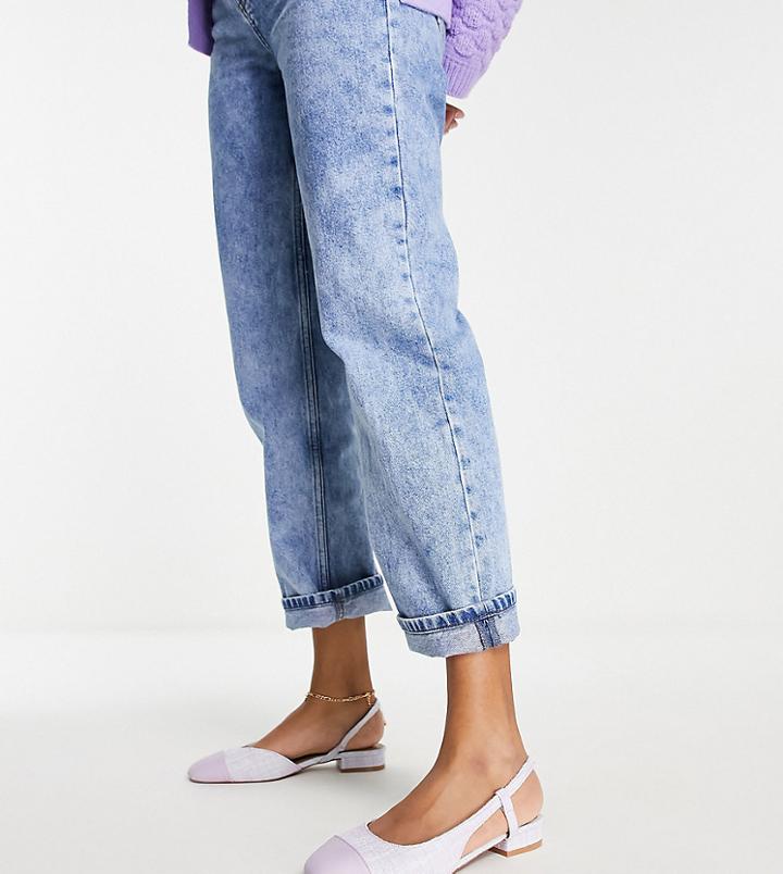 Asos Design Wide Fit Lively Slingback Ballet Flats In Lilac Tweed-purple