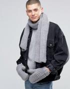 Adidas Originals Scarf And Glove Set In Gray Ay9042 - Gray