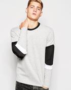 Jack & Jones Tracksuit Top With Neoprene Sleeve Panel - Light Gray Melange