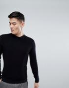 Mango Man Weave Knit Crew Neck Sweater In Black - Black