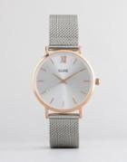 Cluse Minuit Rose Gold & Silver Mesh Watch Cl30025 - Multi