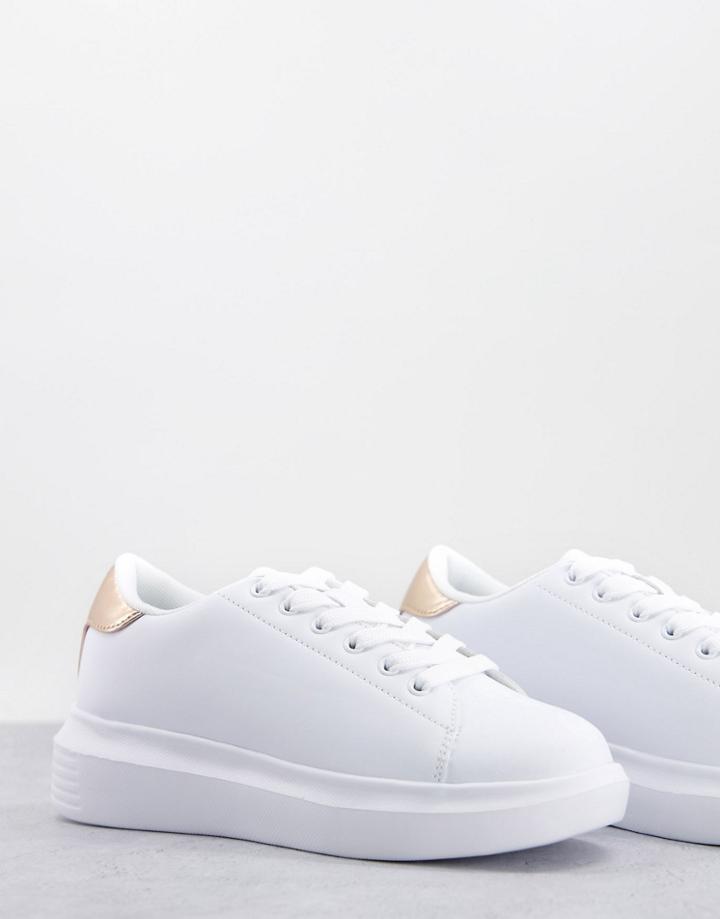 Truffle Collection Sneakers In White With Rose Gold Tab