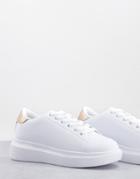 Truffle Collection Sneakers In White With Rose Gold Tab