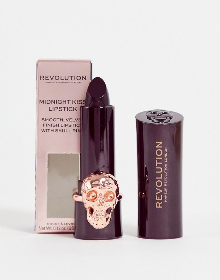Revolution Satin Kiss Lipstick Midnight-black