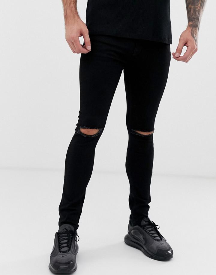 Voi Jeans Super Skinny Jeans With Ripped Knees - Black