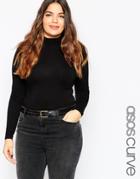 Asos Curve Long Sleeve Top With Turtleneck - Black