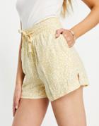 Monki Lilo Set Beach Short In Yellow Floral Print