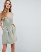 Asos Casual Mini Dress In Grid Texture - Green
