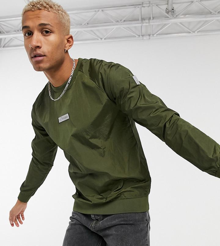 Ellesse Crew Sweatshirt In Hi-shine Khaki Exclusive To Asos-green