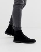 Selected Homme Leather Lace Up Boots In Black