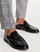 London Rebel X Faux Leather Penny Backless Mules In Black