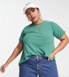 Yours Short Sleeve Ribbed T-shirt In Green