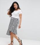 Influence Plus Gingham Mix And Match Asymmetric Midi Skirt - Multi