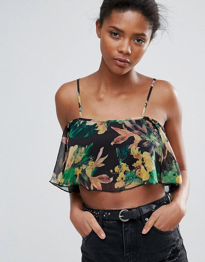 Parisian Tropical Print Crop Top - Multi