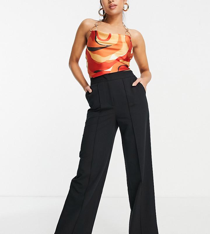 Topshop Petite Slouch Elastic Back Peg Pants In Black