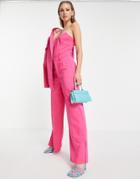 Extro & Vert Slouchy Wide Leg Pants With Leg Split In Hot Pink