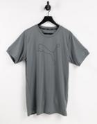 Puma Training T-shirt With Large Cat Logo In Gray-red