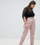 Lost Ink Plus Tailored Pants With Belt-pink