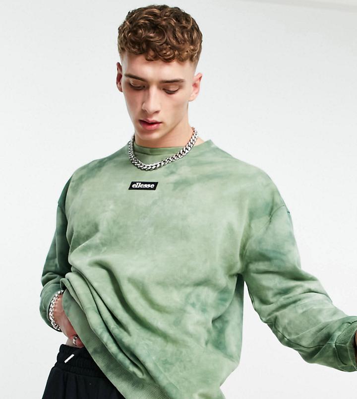 Ellesse Tie Dye Sweat In Khaki-green