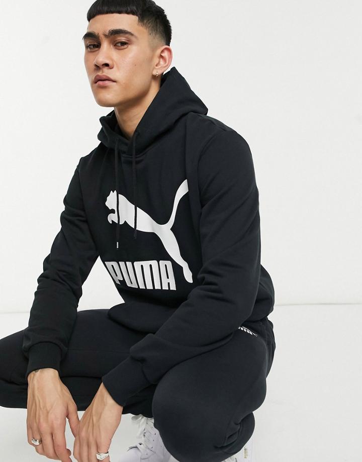 Puma Classics Logo Hoodie In Black