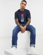 Tommy Jeans Vertical Front Logo Box T-shirt In Twilight Navy