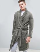 Asos Fleece Shawl Neck Robe - Gray