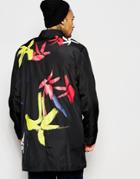 Hero's Heroine Trench Coat In Floral Print - Black