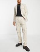 Topman Utility Smart Cargo Suit Pants In Ecru-neutral