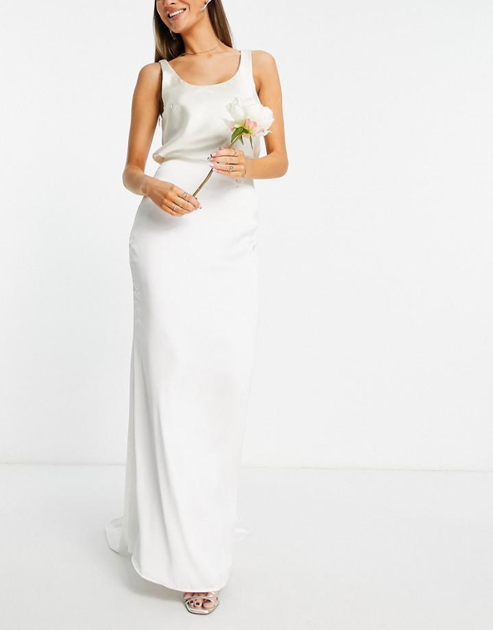 Lace & Beads Bridal Mix & Match Sleek Skirt With Train In Ivory-white