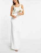 Lace & Beads Bridal Mix & Match Sleek Skirt With Train In Ivory-white
