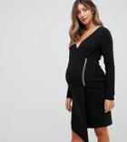 Asos Maternity Nursing Zip Side Wrap Dress - Black